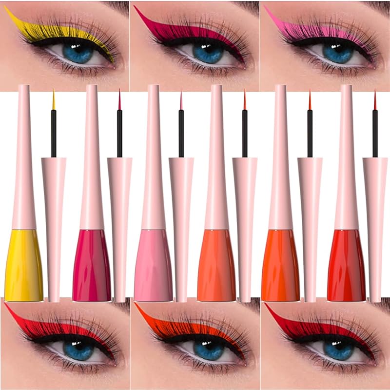 evpct 2Pcs White Black Liquid Eyeliner Set Waterproof White Eye Liners for Women Eyes Wing Eyeliner Stamps Shapes Colored Eyeliner delineador de ojos a prueba de agua contra el agua blanco para ojos