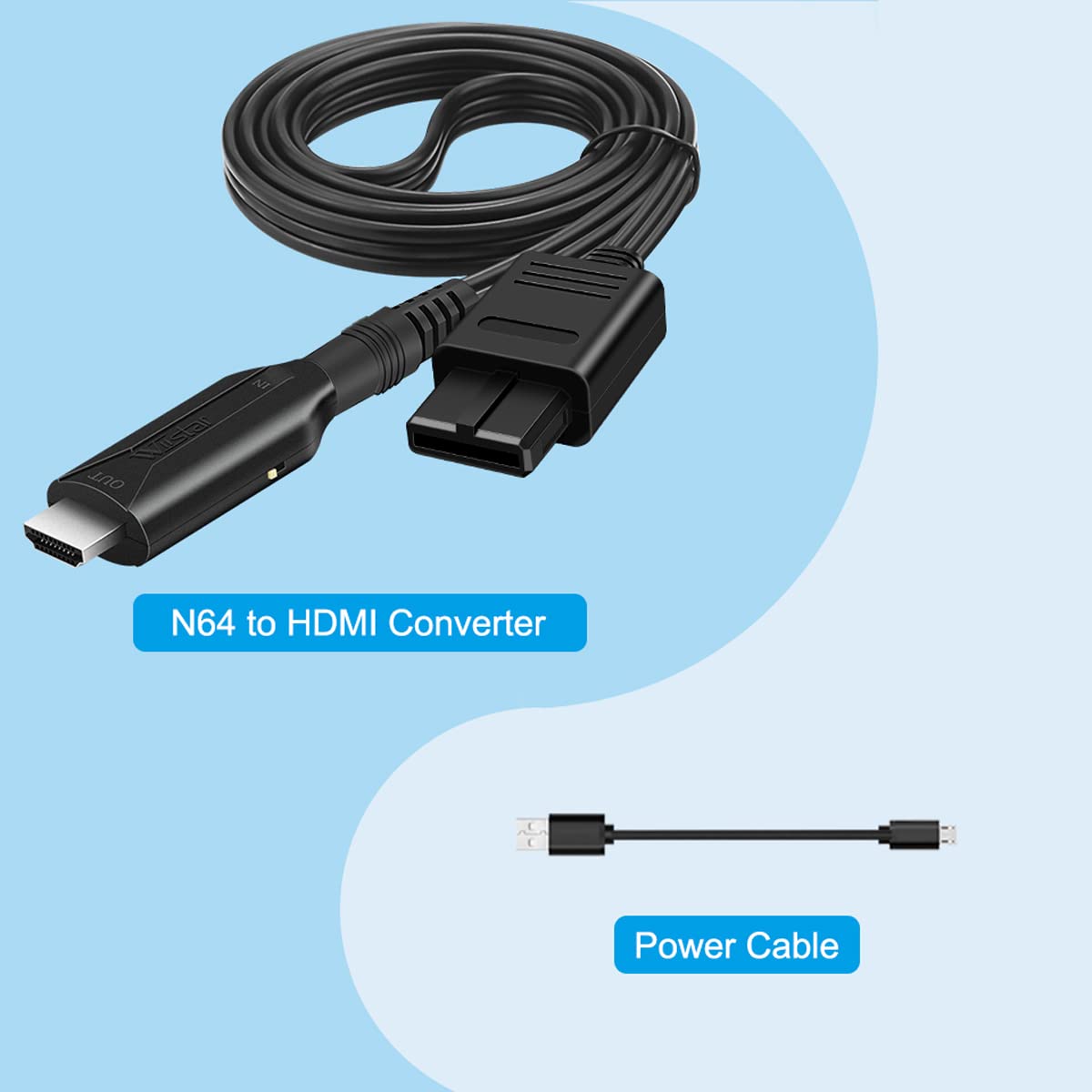 N64 to HDMI Converter Adapter Support Audio Video Output,HDMI Link Cable for N64 Modes,Plug and Play, Support HD 1080P/720P Display