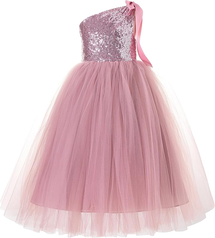 ekidsbridal One-Shoulder Sequin Tutu Flower Girl Dress Corset Dress Wedding Pageant Dresses Ball Gown Tutu Dresses