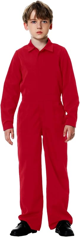 AOBUTE Kids Halloween Boys Solid Color Jumpsuit with Pockets 3-14 Years