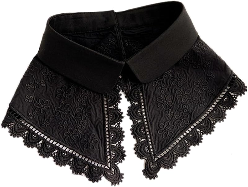 WENLOOY Retro Hollow Out Lace Floral False Collar Detachable Fake Collar for Women Girl