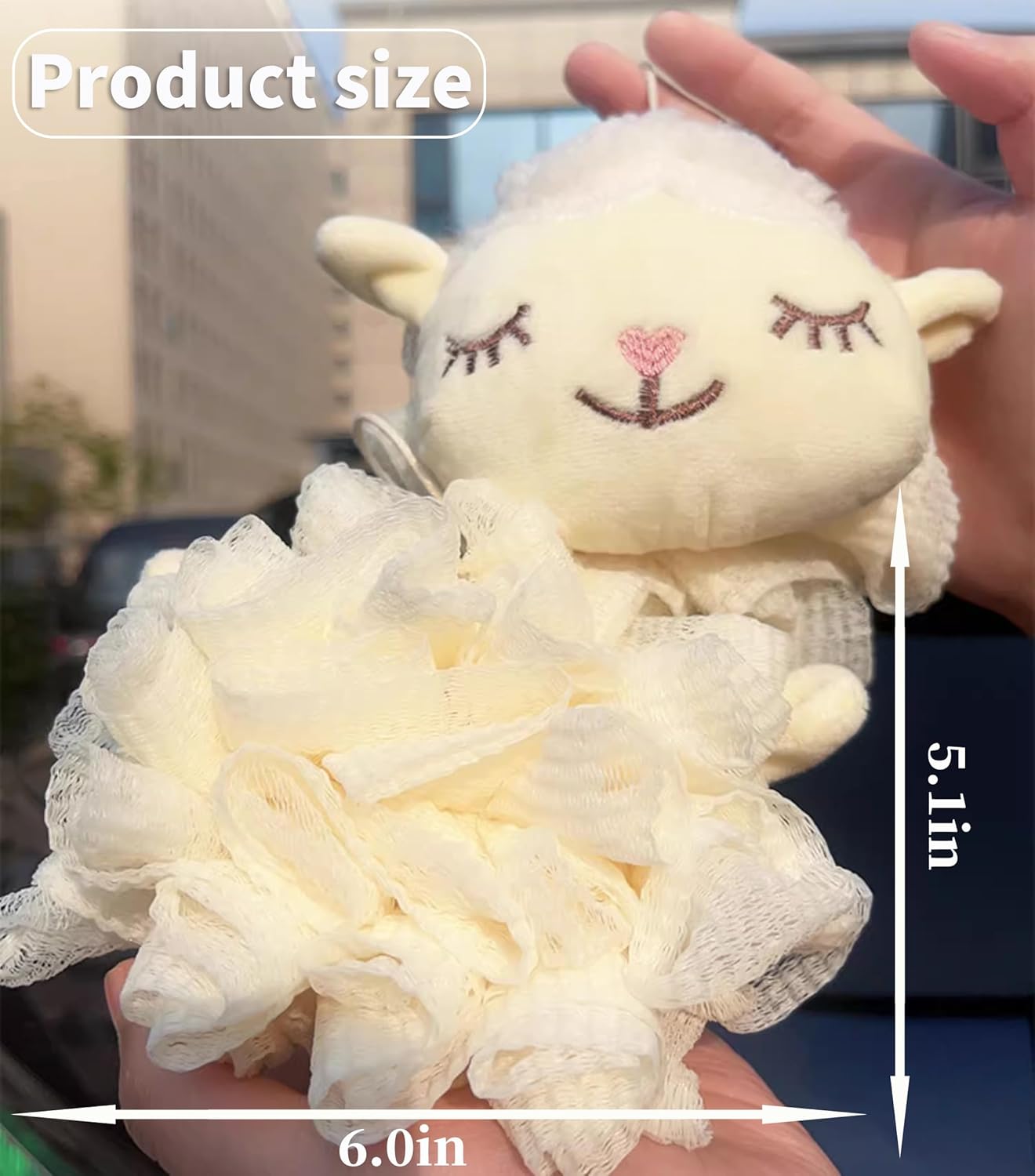 Kids Bath Loofah Sponge Exfoliating Body Scrubber [2-Pack],Cute Cartoon Sheep Shape Toddler Shower Bath Loofah Sponge Puff for Kids,Baby,Women,Boys and Girls