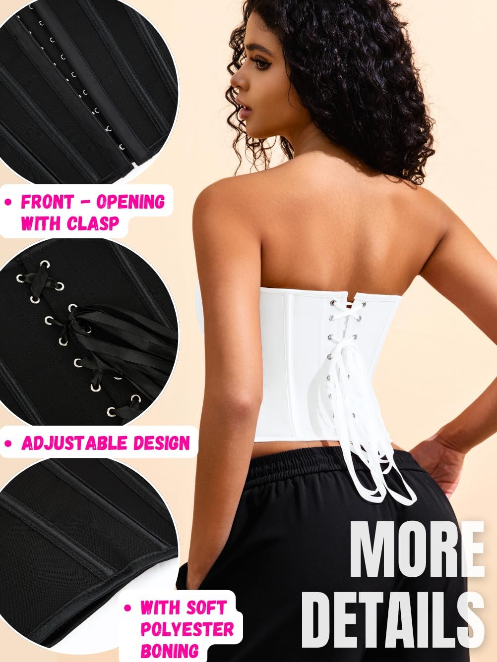 Sexy Strapless Corset For Women, Lace Up Backless Crop Tube, Going Out Bandeau Top