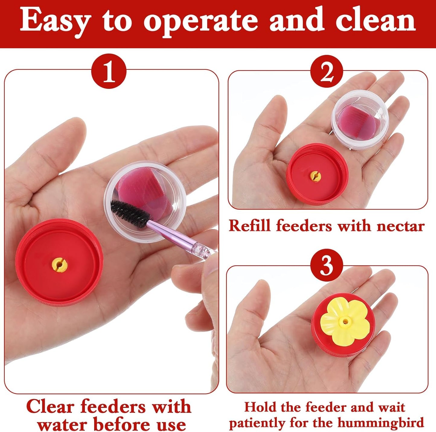 Hummingbird Wrist Feeder, 4 Pieces Handheld Hummingbird Feeders with Adjustable Strap and Flower Design, Mini Hand Feeding Tools for Outdoor Bird Watching and Nature Interaction