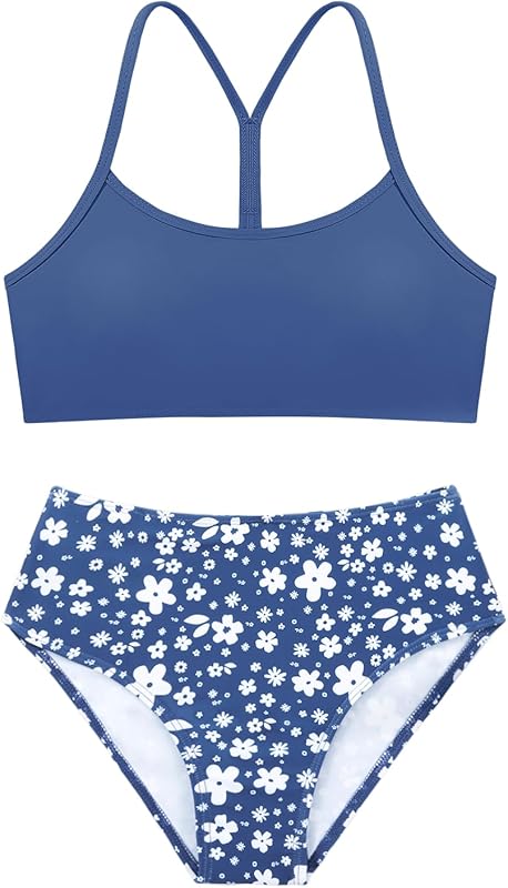 Weixinbuy Girls Swimsuits Bikini Set Kids Bathing Suit Bikini Top Bottom 2Pcs Teen Girls' Swimwear Set
