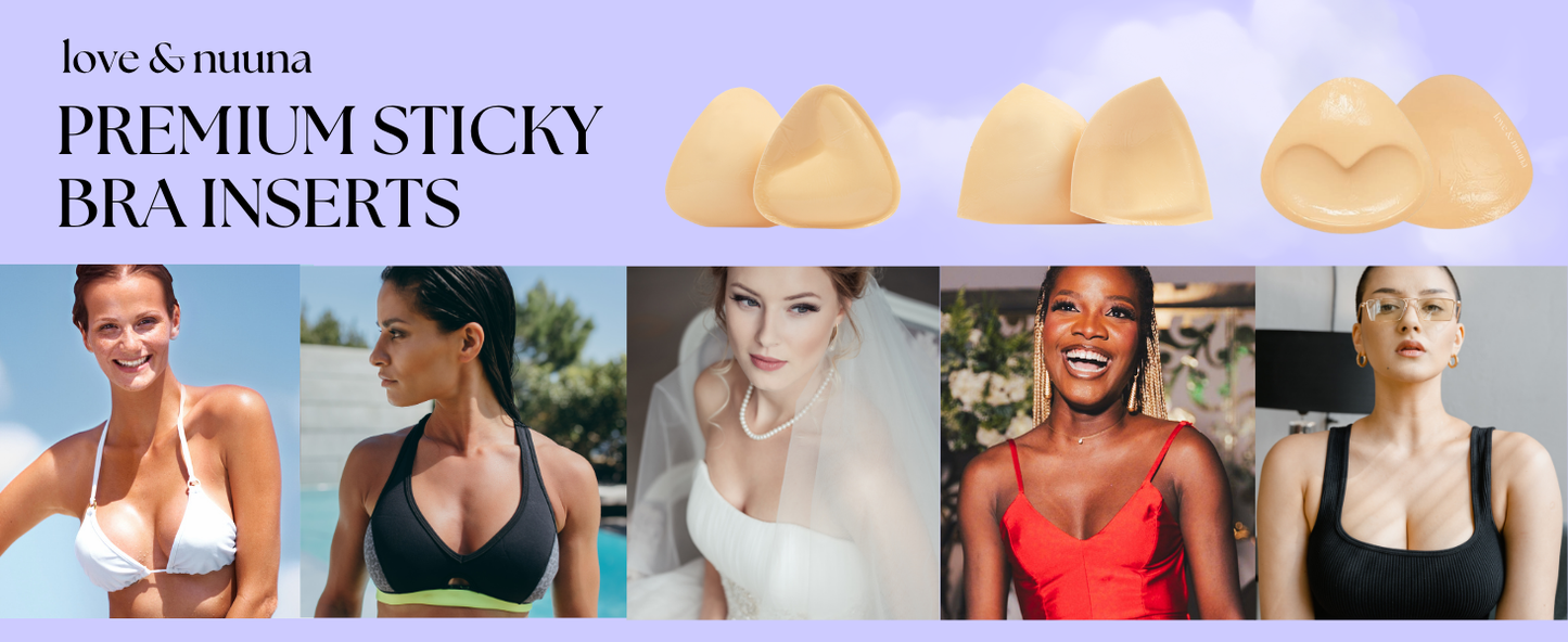 love & nuuna Double Sided Sticky Push Up Bra Inserts - Reusable Adhesive Bra with Padding - Sticky Bra for Dresses Bikinis
