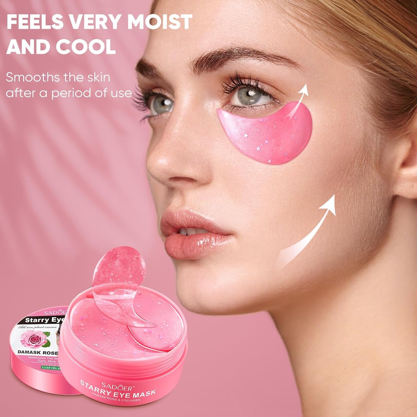 Brightening Eye Masks-120 PCS,Under Eye Patches for Puffy Eyes & Dark Circles Treatments with Hyaluronic Acid,Reduce Wrinkles and Fine Lines Undereye(Rose)