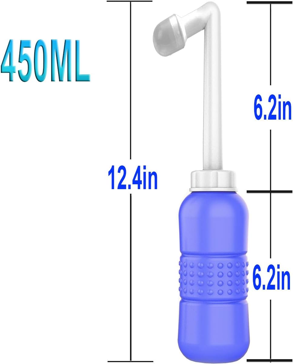 Antallcky Upgraded Portable Travel Bidet Butt Cleaner Wiper Hand Personal Bidet Sprayer for Toilet, Anal Perineal Cleansing Bottle for Men,Women-450ML,Blue