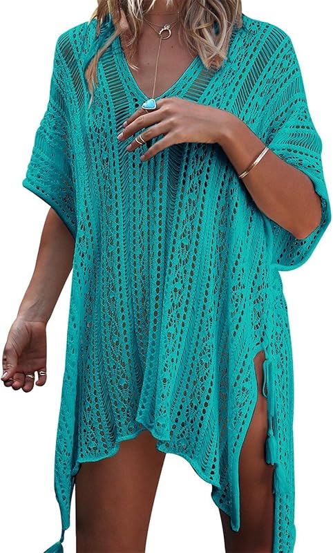 TMEOG Strandkleider Damen Kurze Kleid Badeanzug Bikini Spitze Crochet Cover Up