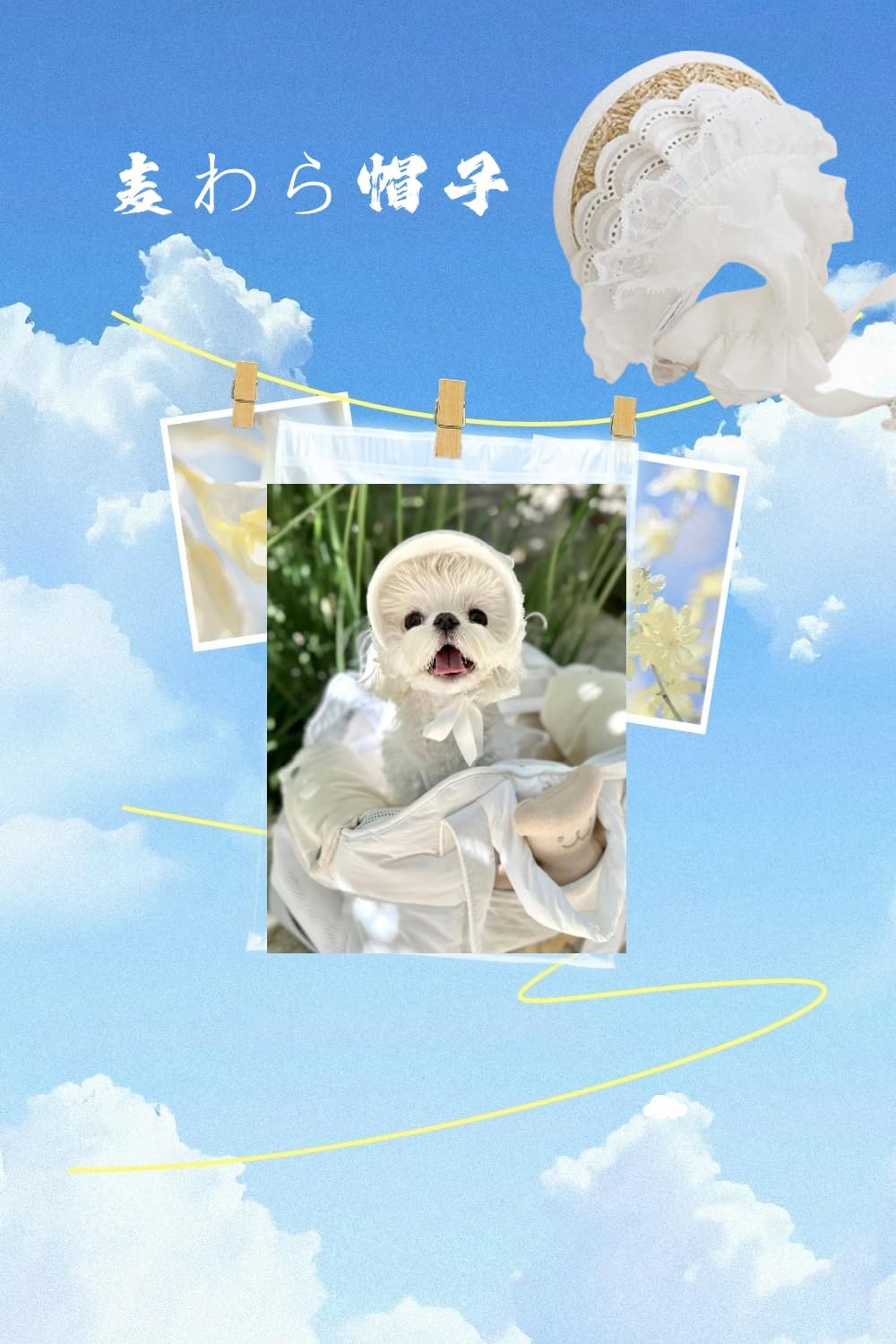 YFFSFDC Dog Cat Hat Summer ペット WheatわらHat SunburnけStopめHat Dog サンバイザー コスプレUV protection ドックウェア Sea おoutかけ Take a walk (S)