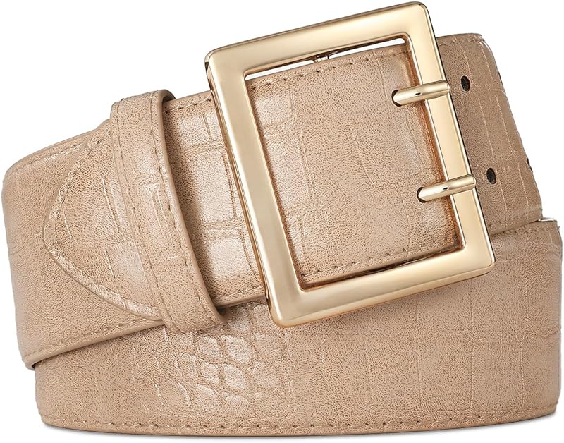 Wide Belts for Women Leather Wide Belts Fashion Thick Black Belt With Gold Buckle Belt for Dresses