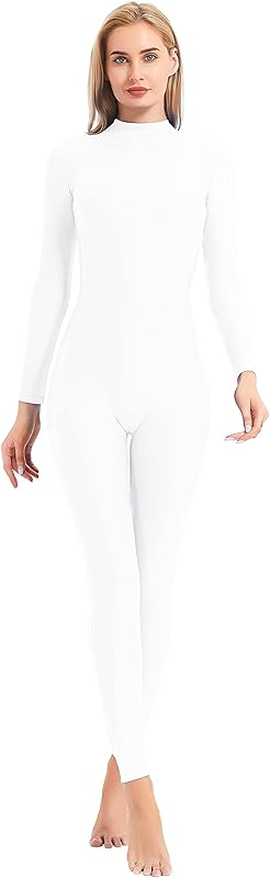 speerise Adult High Neck Zip One Piece Unitard Full Body Leotard Bodycon Jumpsuit for Women