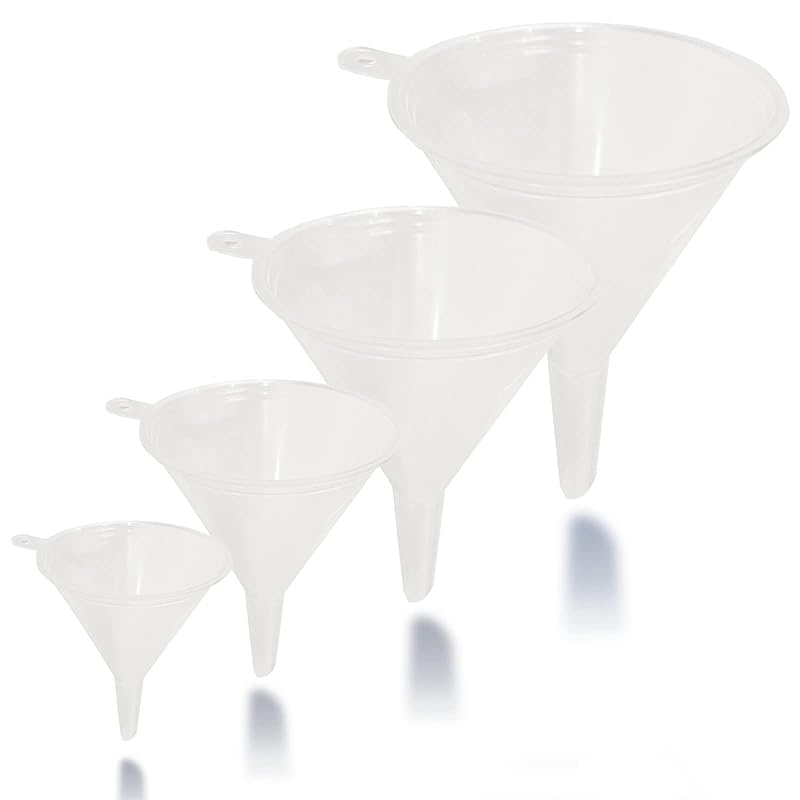 Liqvee Funnel Blue in 4 Different Sizes (122, 101, 76 & 50mm) Durable & Non-Toxic Food Grade Plastic -Funnels for Filling Bottles or Containers – Ideal for Kitchen, Garage & Labs (Blue)