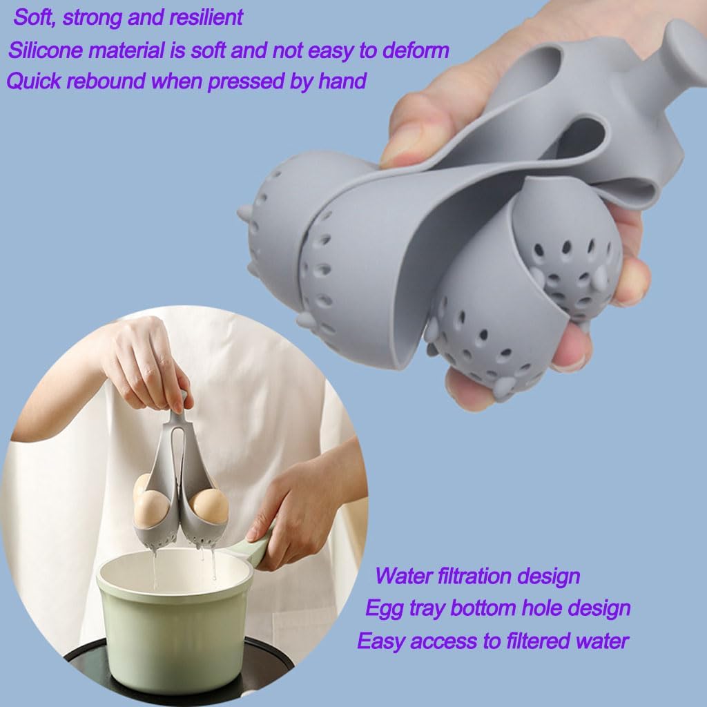 Egg Boiler Rack, Freestanding Egg Boiler,Egg Cooker for Making Soft or Hard Boiled Eggs, Holds 10 Eggs-Resistant Silicone Egg Cooker with Drainage & Handle Flexible Washable Egg Gadgets