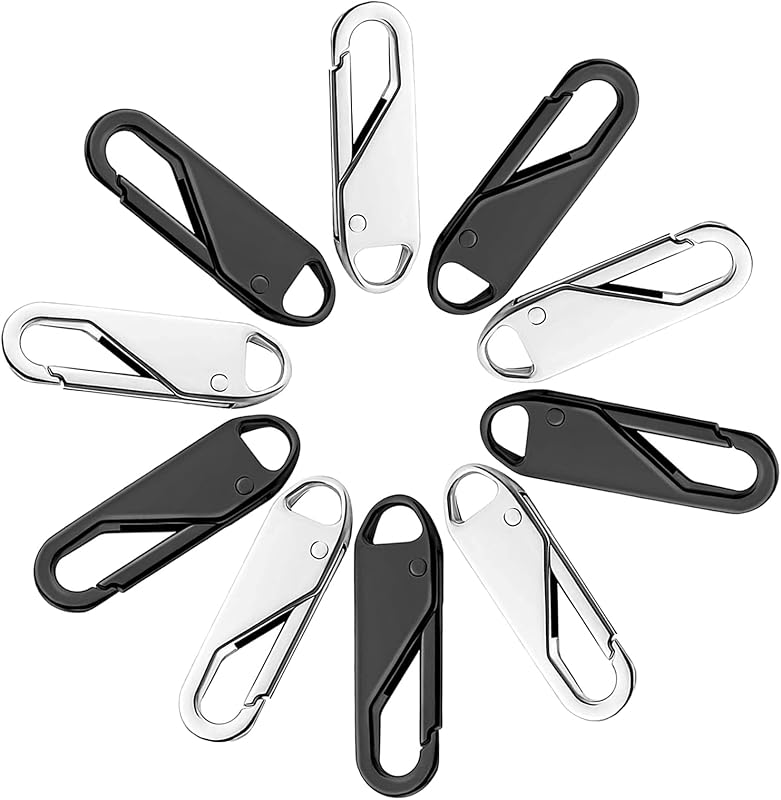 6 PCS Zipper Pull Replacements, Zipper Repair Kit Zipper Slider Pull Tab Universal Zipper Fixer Metal Zipper Head Pullers Handle Zipper Extenders for Clothing Jackets Backpack Boots Purse Coat