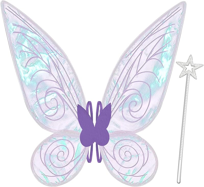 quescu Fairy Wings for Adults,Butterfly Wings for Girls,Angel Wings,Fairy Costume for Women Halloween Dress Up Party Favor (White)