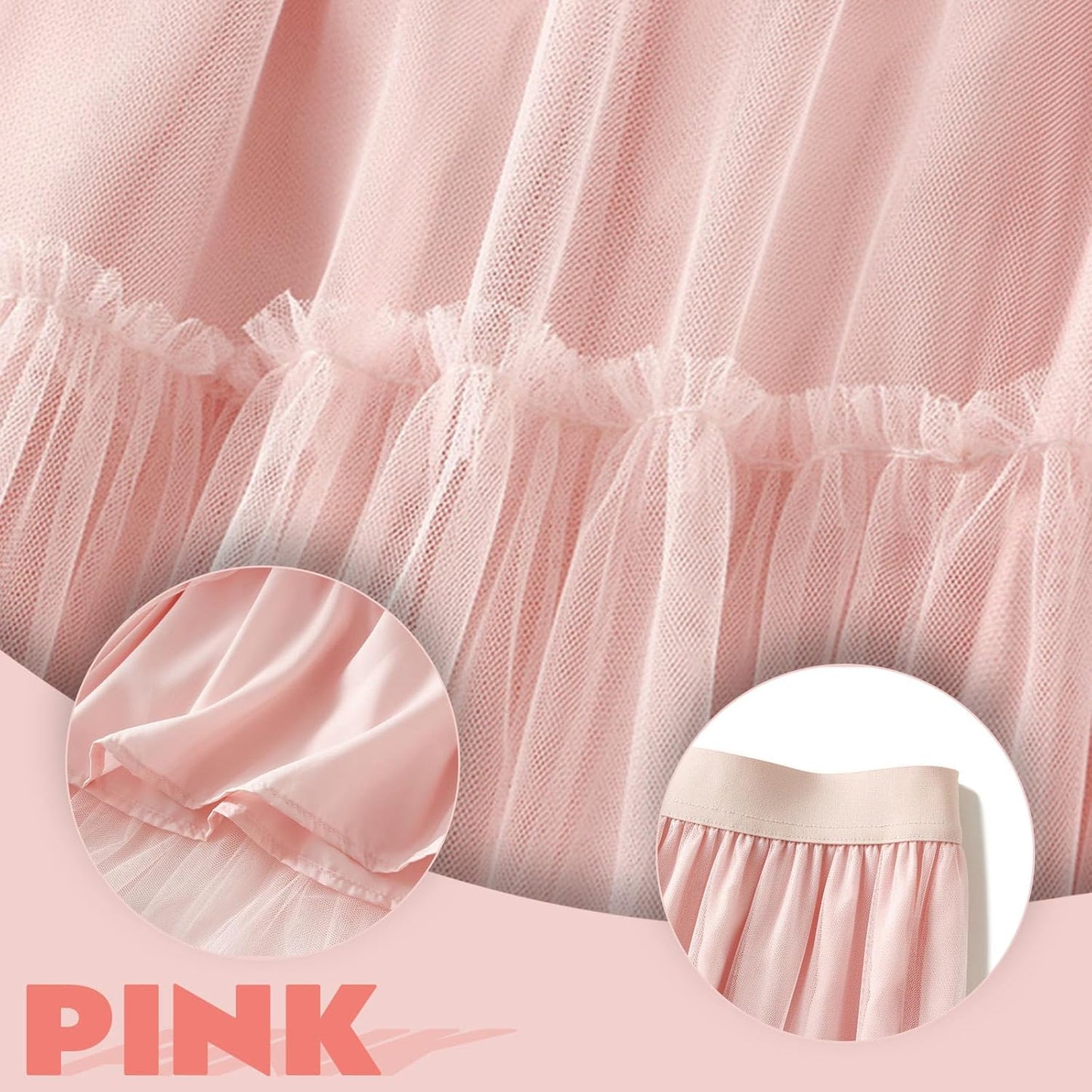 Tulle Skirts for Women Long Length Tutu Fairy Tiered Skirt A Line Mesh Elastic Waist Skirts