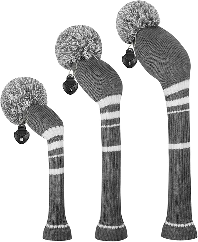 Scott Edward Golf Headcovers for Woods Set of 3 Fits Well Driver(460cc) Fairway Wood and Hybrid(UT) The Perfect Change for Golf Bag Classic Striped Style