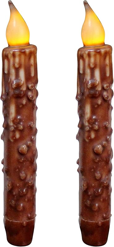 CVHOMEDECO. Real Wax Hand Dipped Battery Operated LED Timer Taper Candles Country Primitive Flameless Lights Décor, 6-3/4 Inch, Matt Black, 3 PCS in a Package