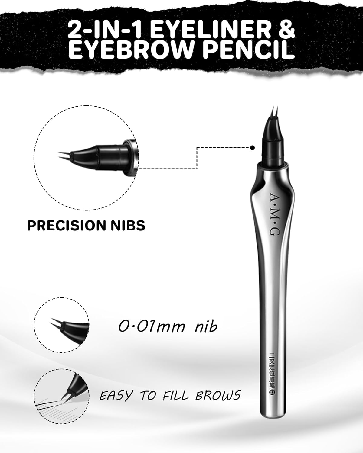 Microblading Eyebrow Pencil,Eyebrow Pen with an Upgrade Micro-Fork Tip Applicator,Eyebrow Pencil Magic 2-in-1 Eye Brow Pencils for Women to Effortlessly Create Hair Like Natural Brows - Dark Brown