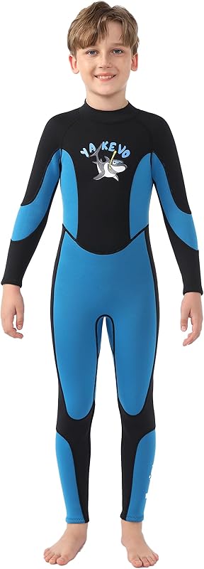 2 Pcs Boys Girls 2.5mm Long Sleeve Wetsuit Top Jacket with Neoprene Wetsuit Pant Set for Surfing Dive Snorkeling Water Sports