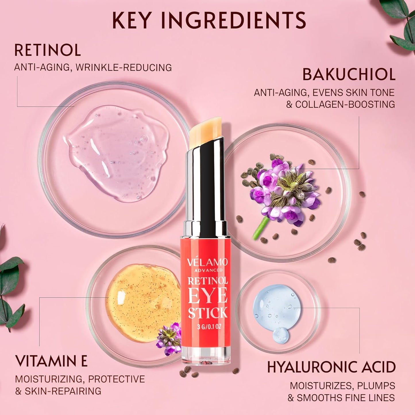 Retinol Eye Stick, Retinol Eye Cream, Retinol Cream, Retinol Face Cream, Under Eye Cream Anti Aging, Eye Cream, Brightening Eye Balm Reduces Fine Lines and Dark Circles, Visible Results in 3-4 Weeks