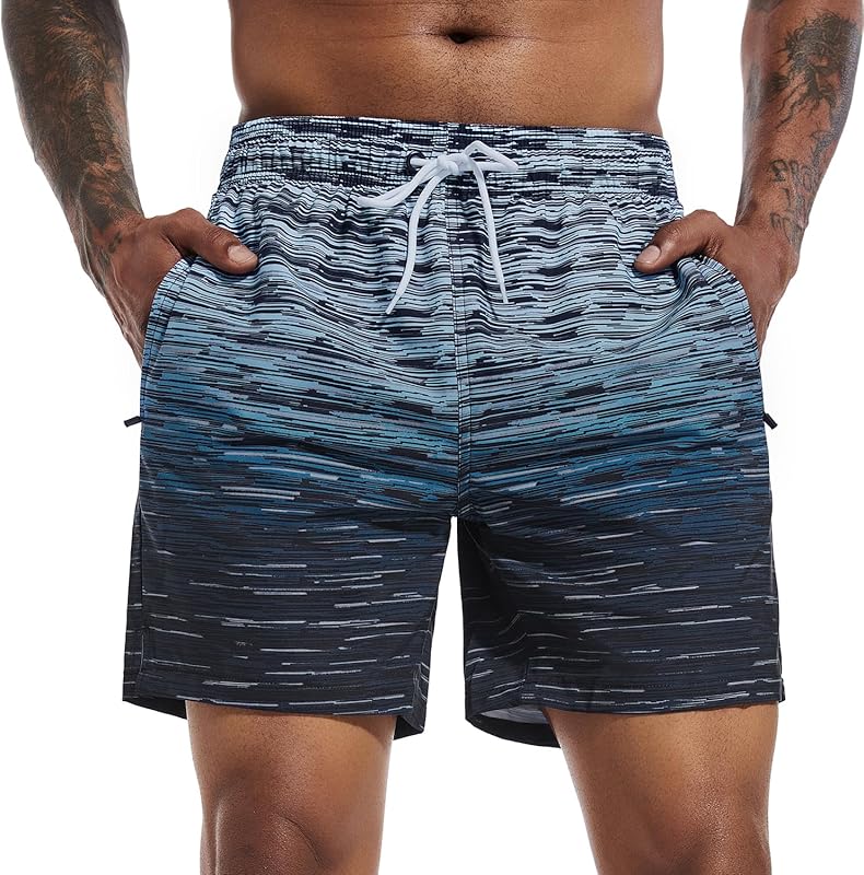 SILKWORLD Men's Swim Trunks Quick Dry Beach Shorts with Pockets