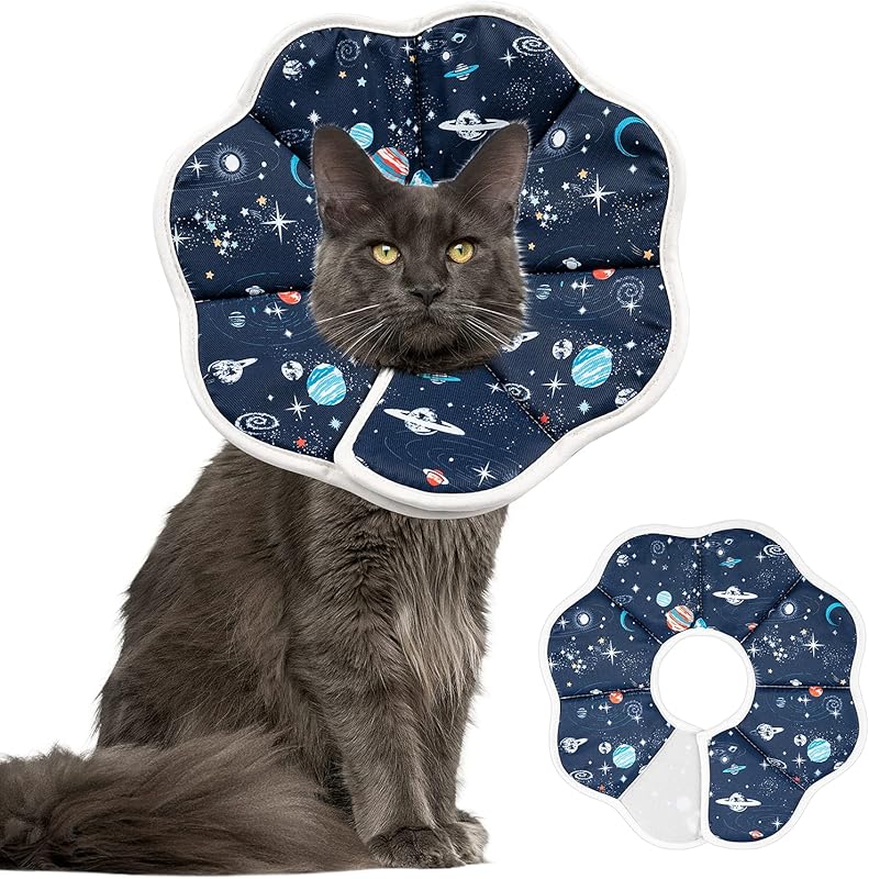 Depets Cat Cone Collar Soft, Adjustable Lightweight Cat Recovery E Collar to Stop Licking for Kitten Puppies Rabbits, Waterproof Pet Cone for Small Animal After Surgery Grooming, Neck Girth 7 in