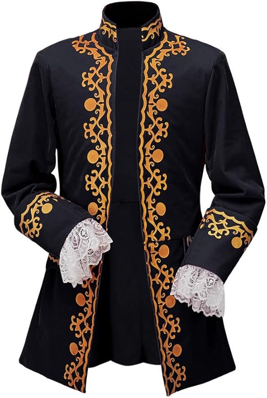 CosplayDiy Men's Colonial Military Tailcoat Costume 18th Century Medieval Regency Tailcoat Jacket
