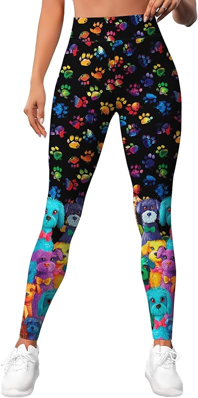 Leggings for Women Workout Funny Printed Gym Athletic Womens Yoga Pants Camo Print Legging Camouflage Floral Tropical Pants