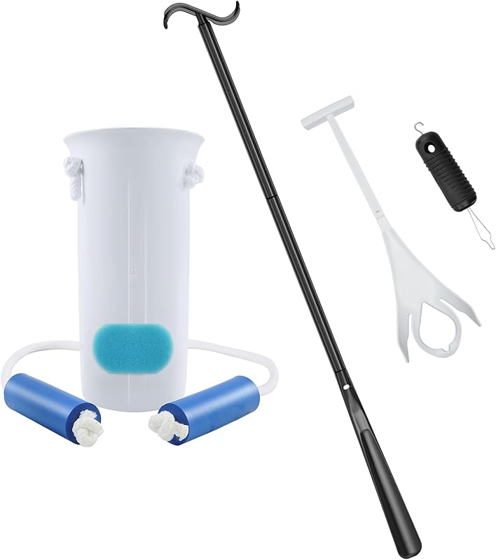 3 in 1 Sock Aid Device for Seniors Kit [Sock Aid and Dressing Stick] -Sock Aide Device with Foam Handles, 35 Inch Adjustable Extended Shoe Horn & Sock Puller Aid Easy On and Off