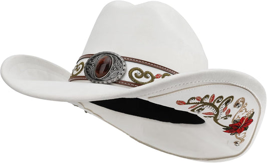 Western Cowboy Hat for Men and Women, Shapeable Big Wide Brim Cowgirl Hat with Embroidery