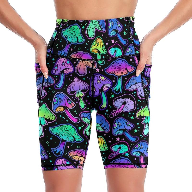High Waist Workout Yoga Shorts for Women with Pockets Tummy Control Yoga Leggings Running Gym Biker Shorts