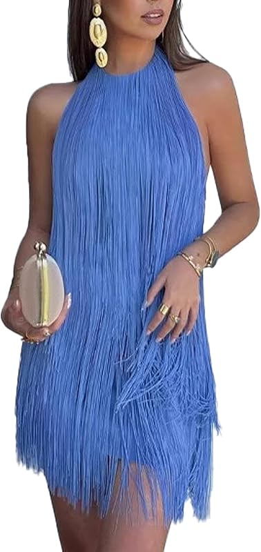 ECDAHICC Women’s Dresses Flapper Dresses 20s Gatsby with All-Over Fringe Mini Dresses