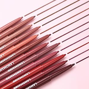 LANGMANNI 12 Colors Sculpting Matte Velvet Lip Liner Set,Smooth Creamy Texture,Waterproof And High Pigmented For Girls Daily Application Lip Makeup