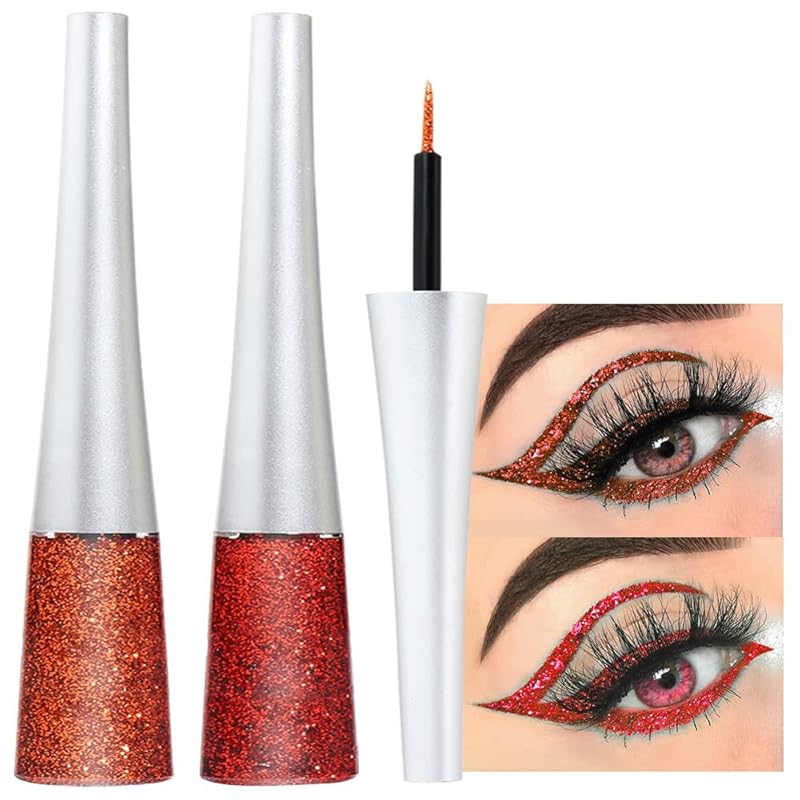 evpct 2Pcs White Black Liquid Eyeliner Set Waterproof White Eye Liners for Women Eyes Wing Eyeliner Stamps Shapes Colored Eyeliner delineador de ojos a prueba de agua contra el agua blanco para ojos