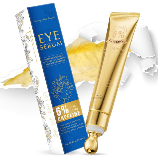 6% Caffeine Eye Cream for Dark Circles - Rapid Wrinkle Repair, Daily 1% Retinol & Hyaluronic Acid to Fight Fine Lines, Wrinkles, & Dark Spots, Eye Care Suitable for Men and Women's 0.68 fl. oz - TrendyLookz