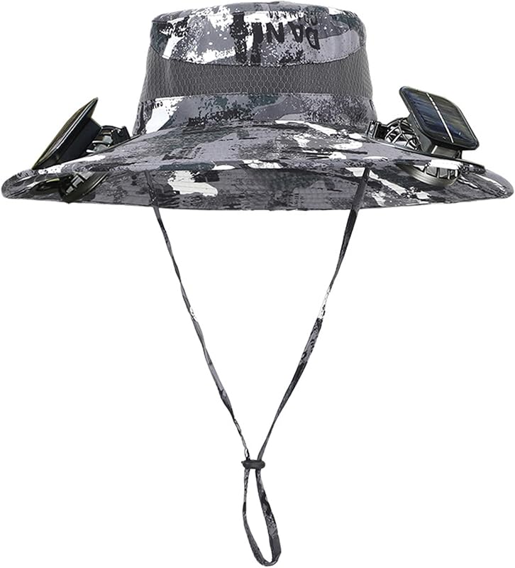 Wide Brim Solar Fan Outdoor Fishing Hat Hats for Men Women & USB Charging,Upf50+