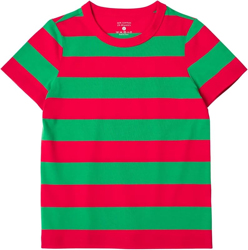 Boys Tshirt Striped, Short Sleeve Tee Shirts, Kids Crewneck T-Shirt Cotton Stripes Top