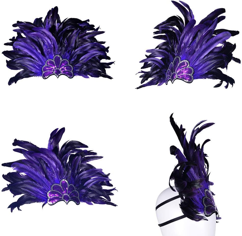HOMELEX Women's Black Feather Headpiece Carnival Caribbean Headdress Showgirl Accessories