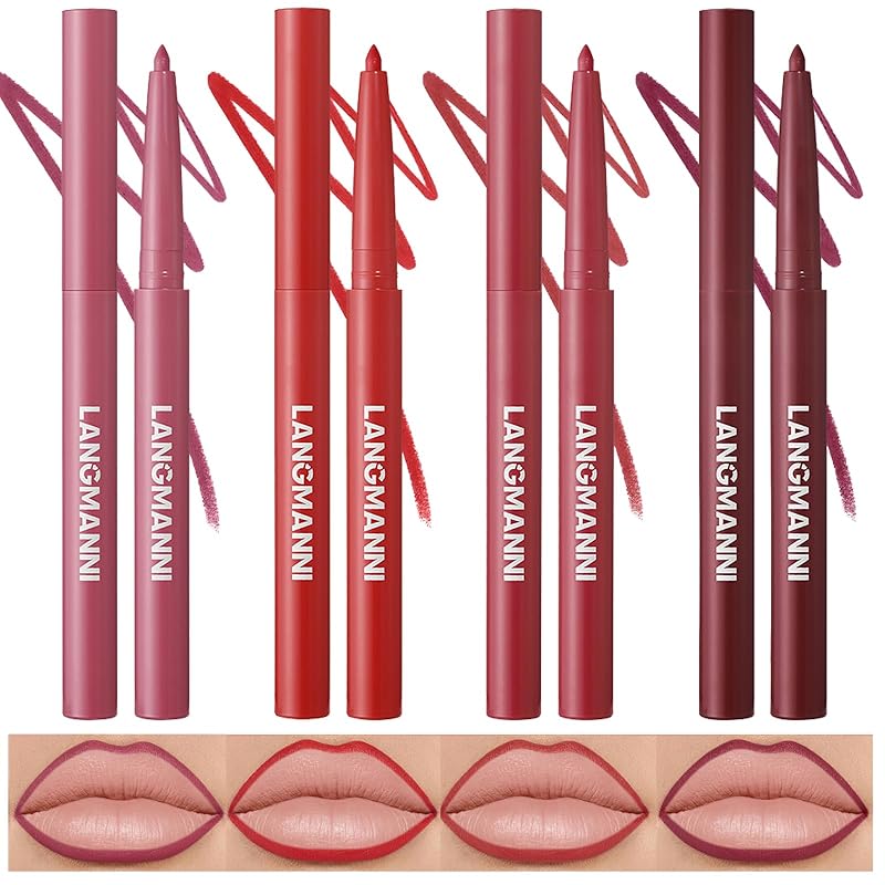 LANGMANNI 12 Colors Sculpting Matte Velvet Lip Liner Set,Smooth Creamy Texture,Waterproof And High Pigmented For Girls Daily Application Lip Makeup
