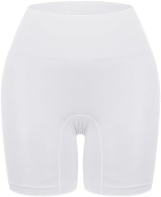 Yeblues Slip Shorts for Under Dresses，Women Comfortable Mid-Waist Bike Short Thigh Slimmer Panties Shapewear Shorts-White-S