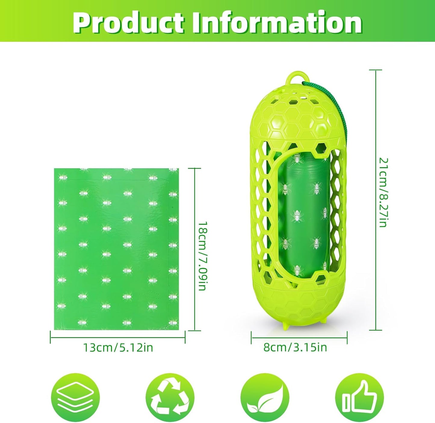 2 Pack Upgraded Outdoor Hanging Wasp Trap, Bee Traps for Outdoor Yellow Jacket Bee Catcher Trap, 2 PCS Refillable Sticky Papers, Fly Bug Insect Deterrent Killer