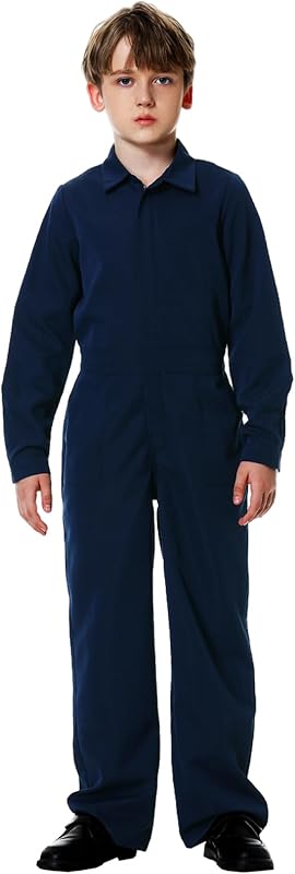 AOBUTE Kids Halloween Boys Solid Color Jumpsuit with Pockets 3-14 Years
