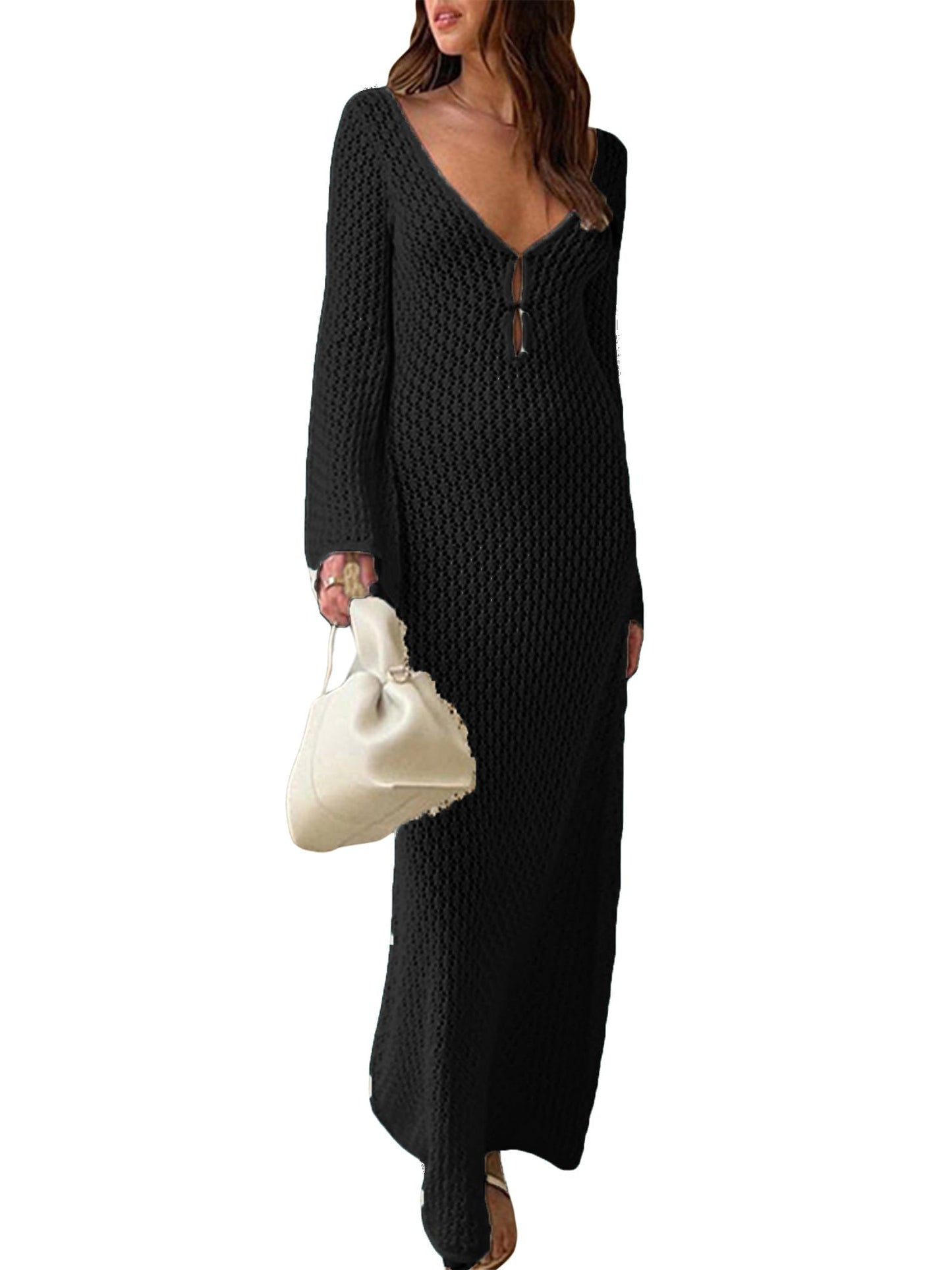 YILEEGOO Sexy Women's Sheer Mesh Pearl Rhinestone Cover Up Dress Beach Swimwear Bikini Bathing Suit Cover Ups