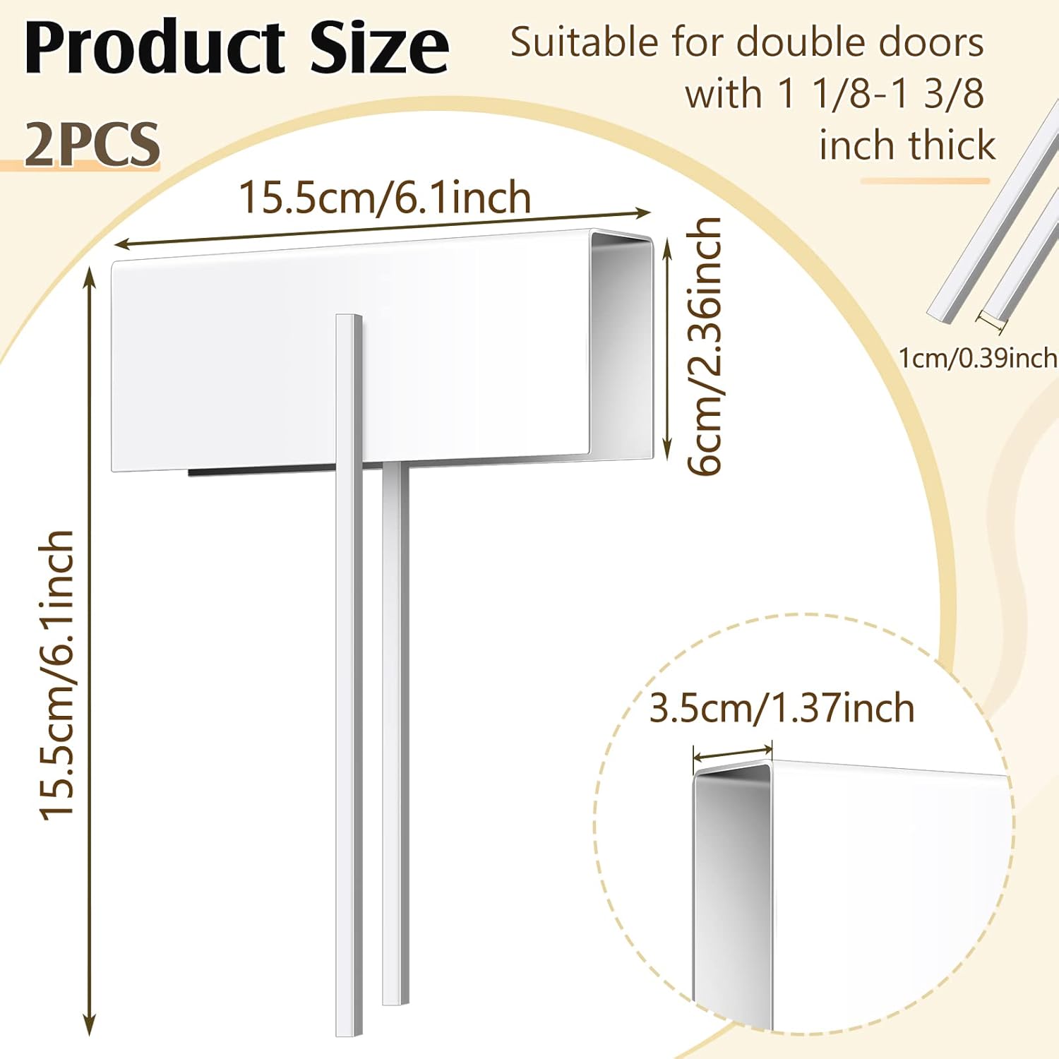 2 Pieces Bifold Door Lock Double Door Child Safety Childproof Closet Stainless Steel Metal Pantry Lock for Bifold Folding Closet Pantry, White