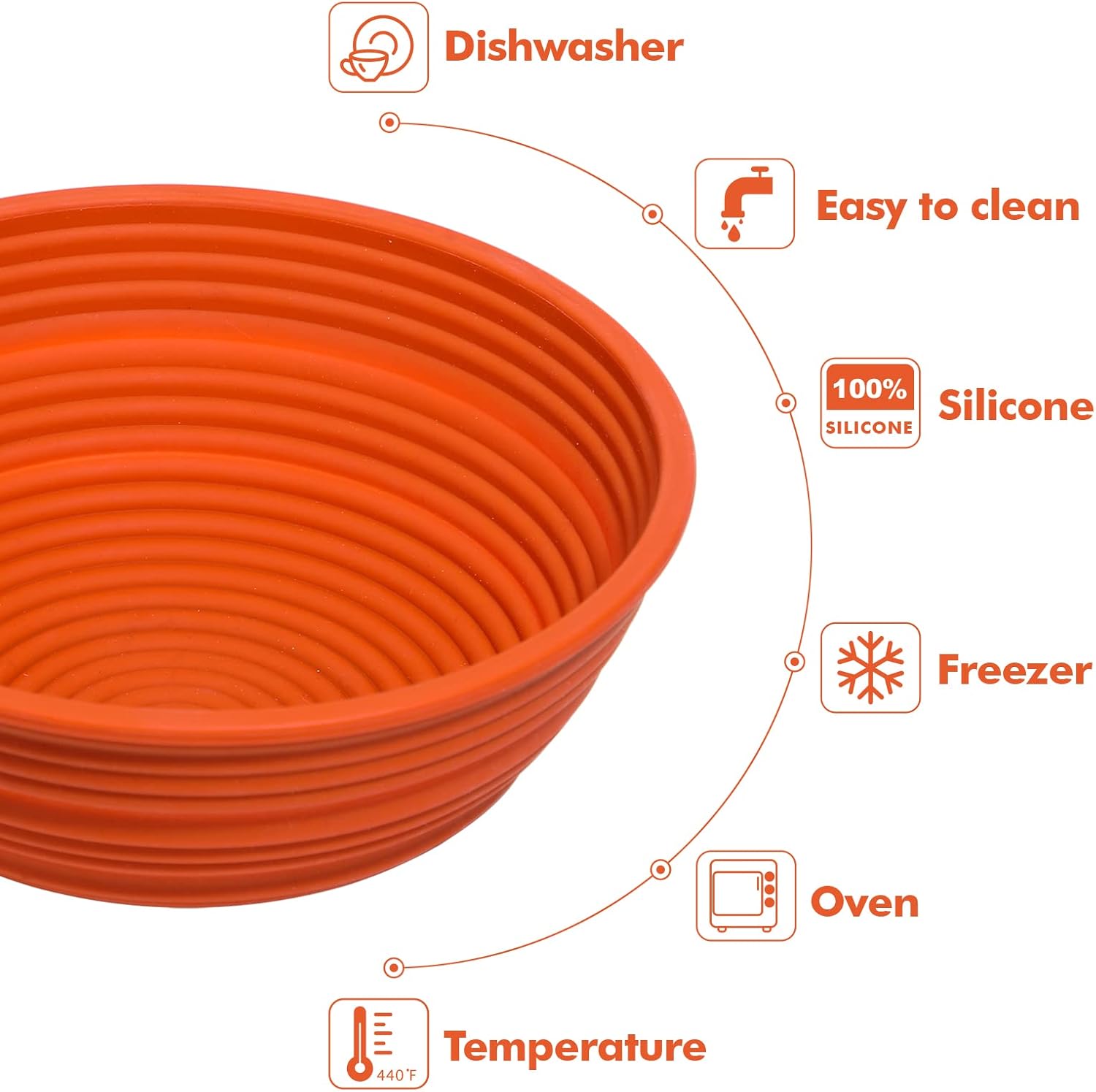 Webake Silicone Bread Proofing Basket,Collapsible Sourdough Bread Baking Supplies Dough Proofing Bowl Containers Oven Safe Baking Gifts for Bakers 9 INCHES