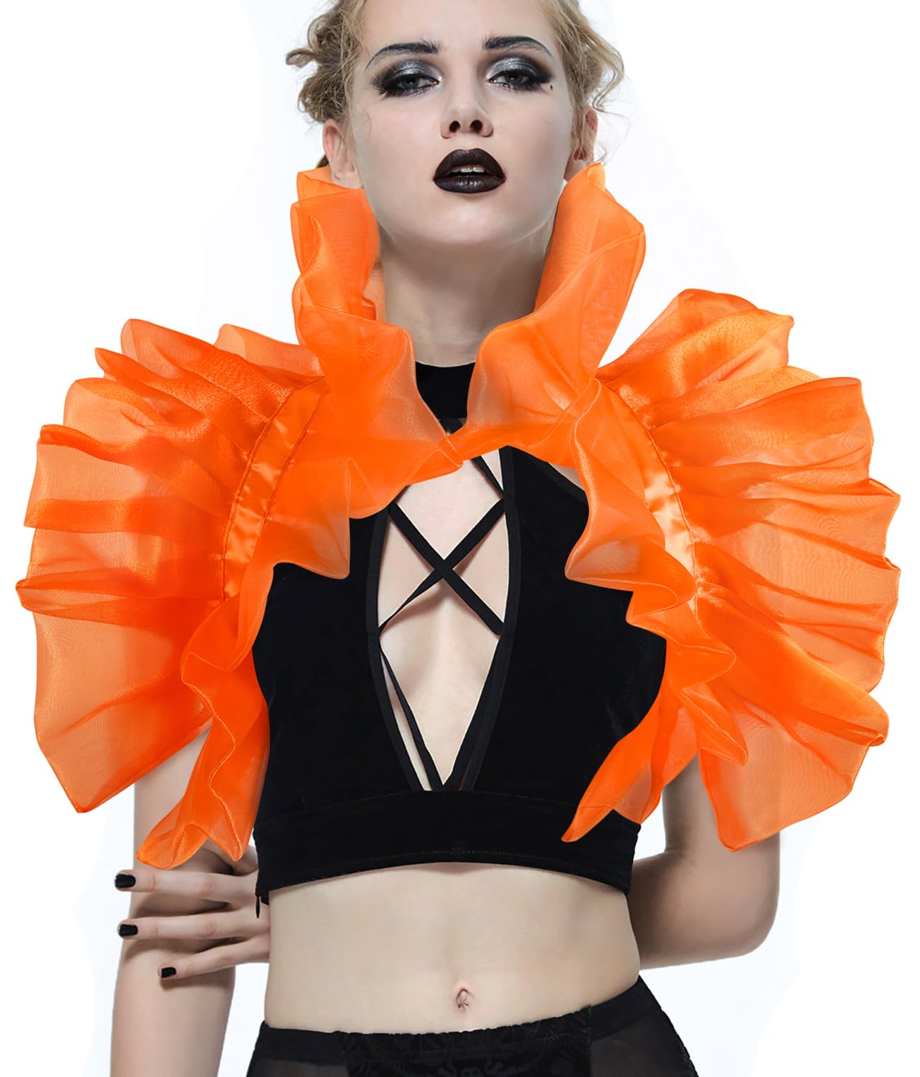 UQJE Victorian Natural Feather Shawl Shrug Shoulder Wrap Gothic Collar Costume Accessories