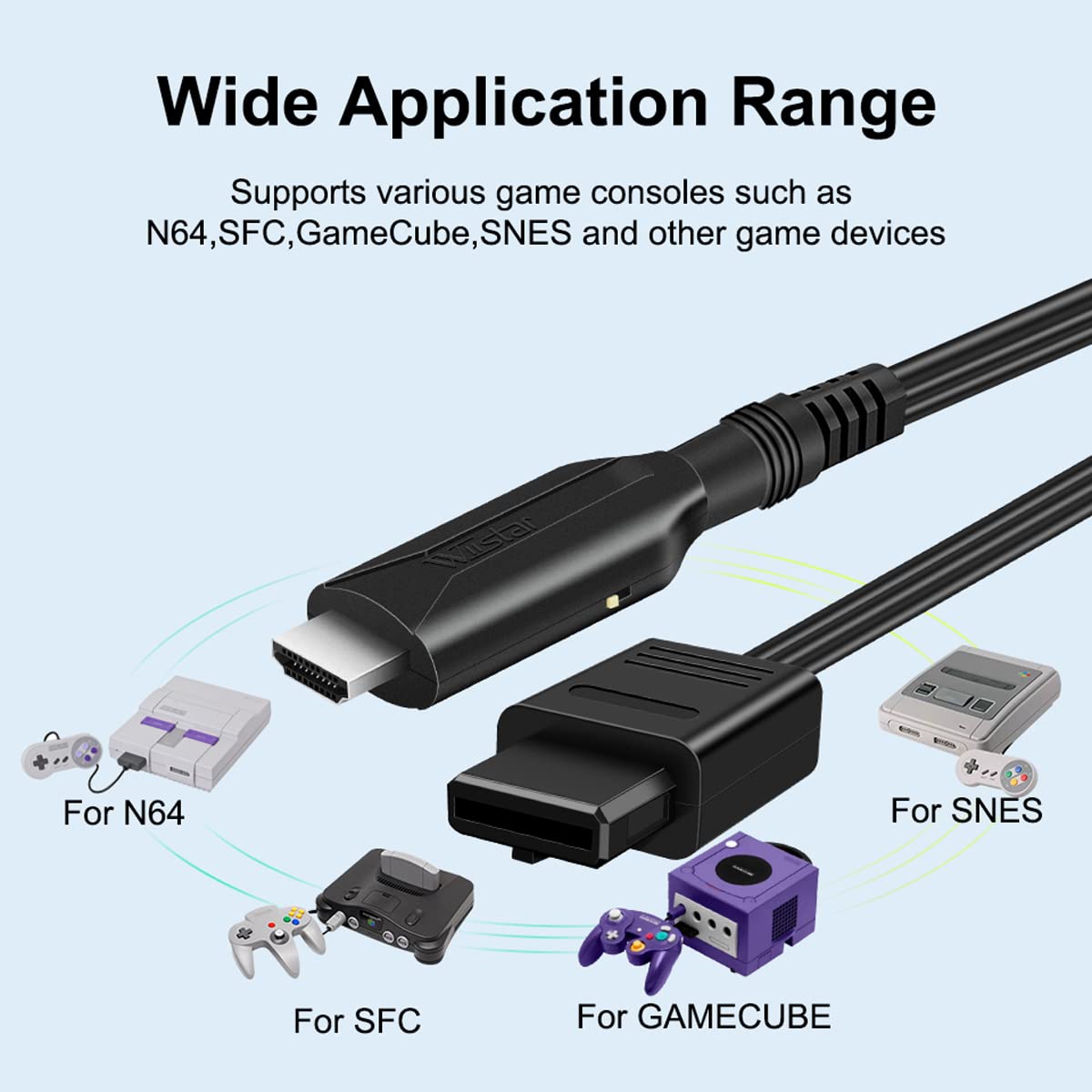 N64 to HDMI Converter Adapter Support Audio Video Output,HDMI Link Cable for N64 Modes,Plug and Play, Support HD 1080P/720P Display