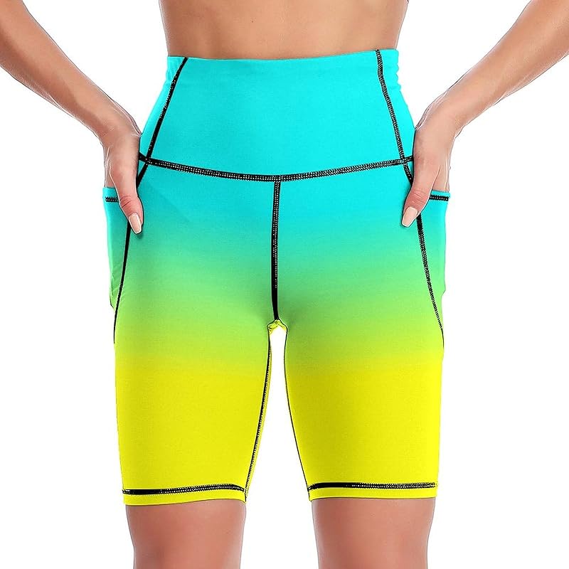High Waist Workout Yoga Shorts for Women with Pockets Tummy Control Yoga Leggings Running Gym Biker Shorts
